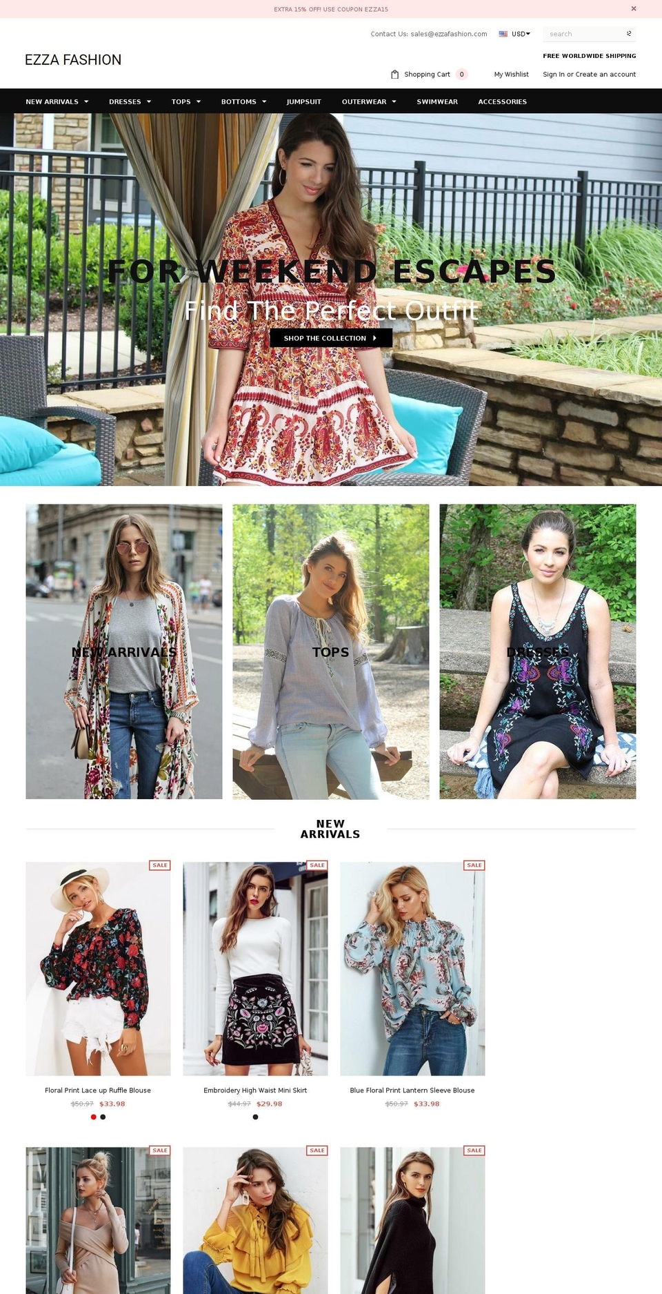 ezzafashions.com — Shopify storefront screenshot