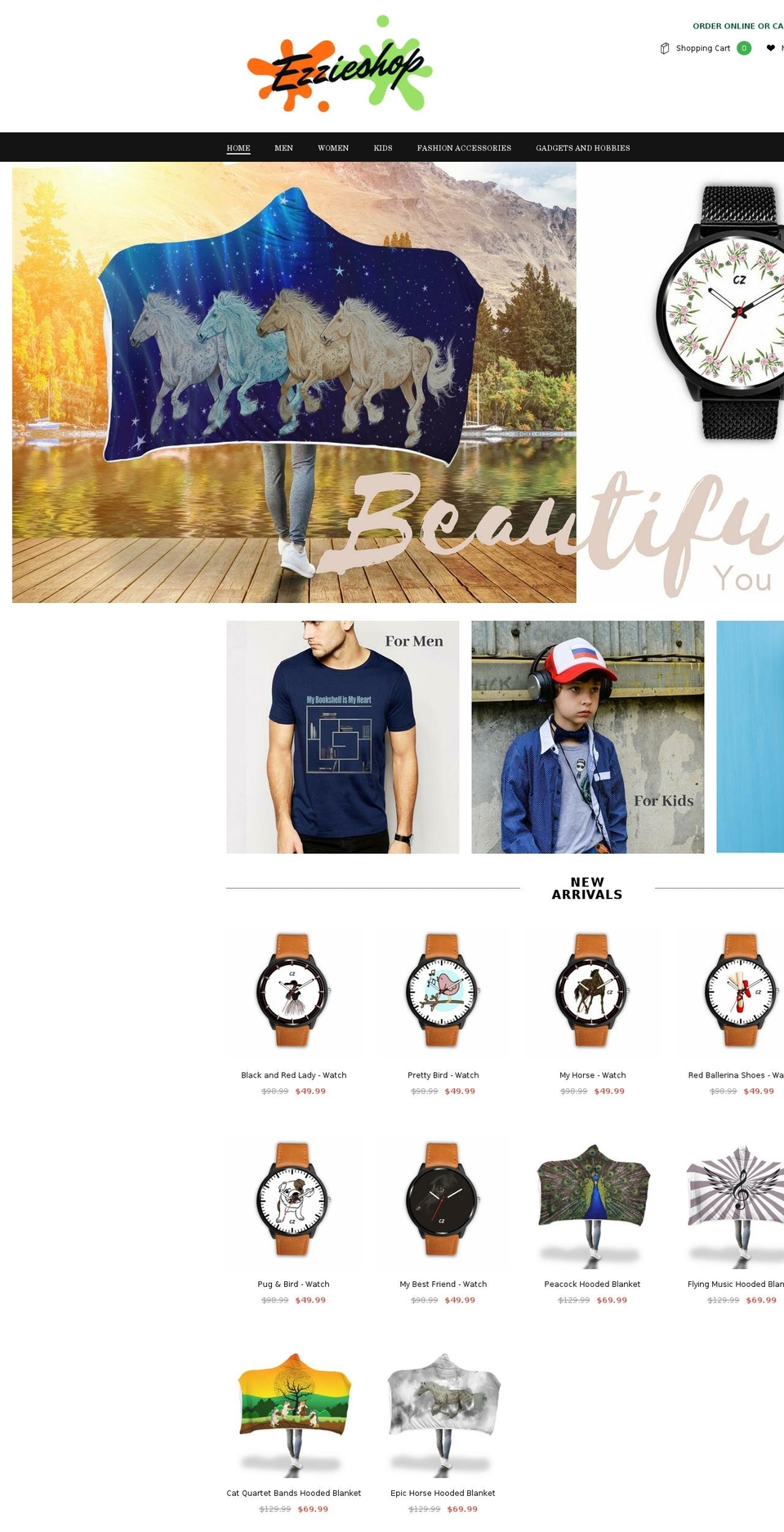 ezzieshop.com — Shopify storefront screenshot