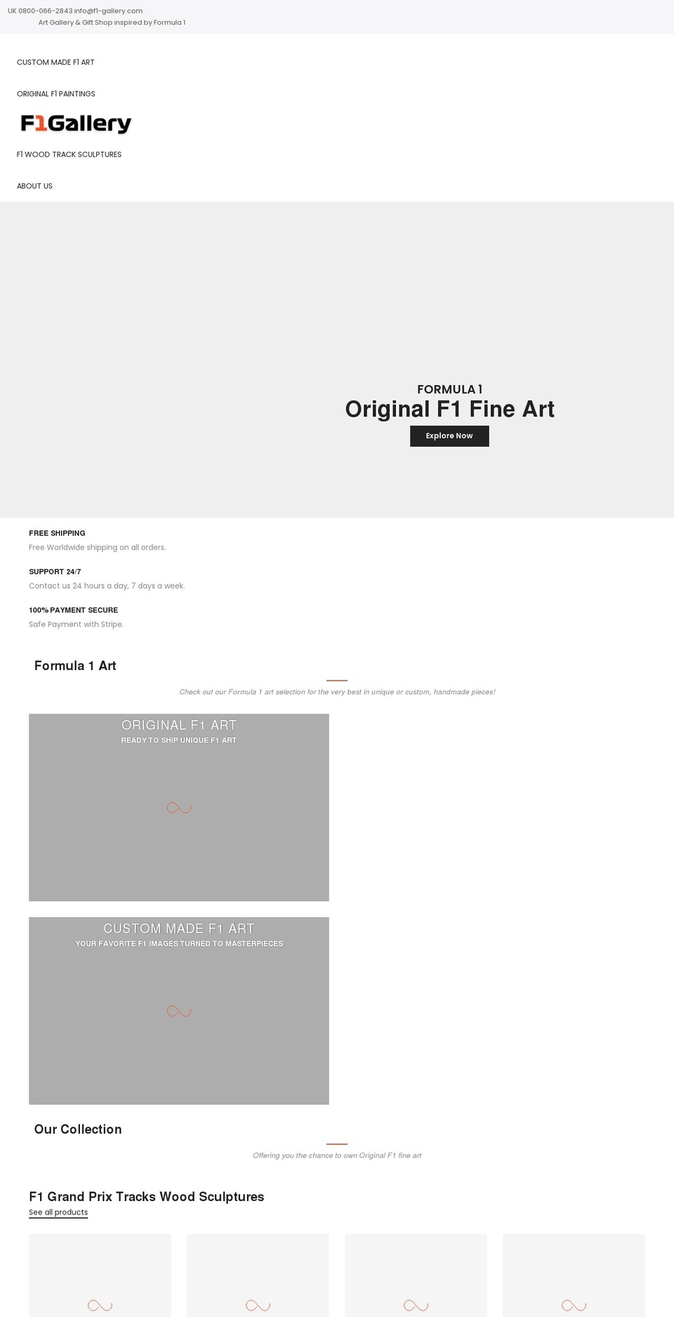 f1-gallery.com shopify website screenshot