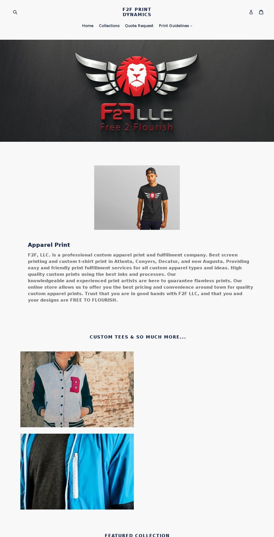 f2fprintdynamics.com — Shopify storefront screenshot