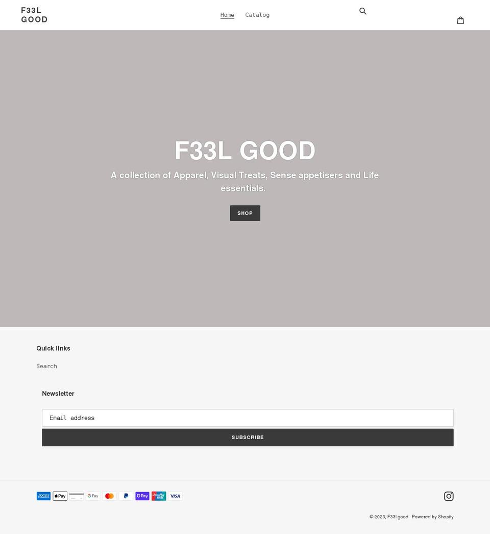 f33lgood.com shopify website screenshot