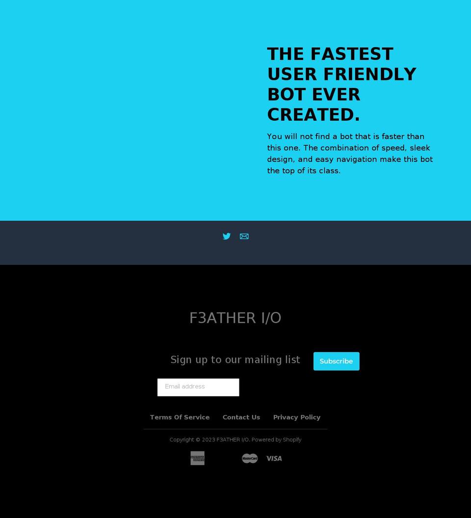 f3ather.io shopify website screenshot