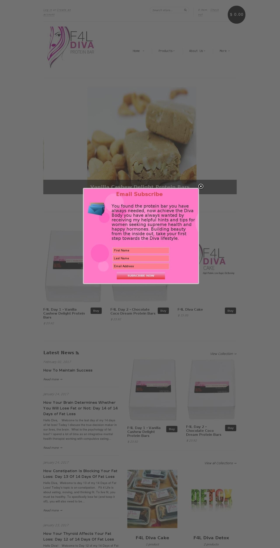 f4ldivaproteinbars.com shopify website screenshot