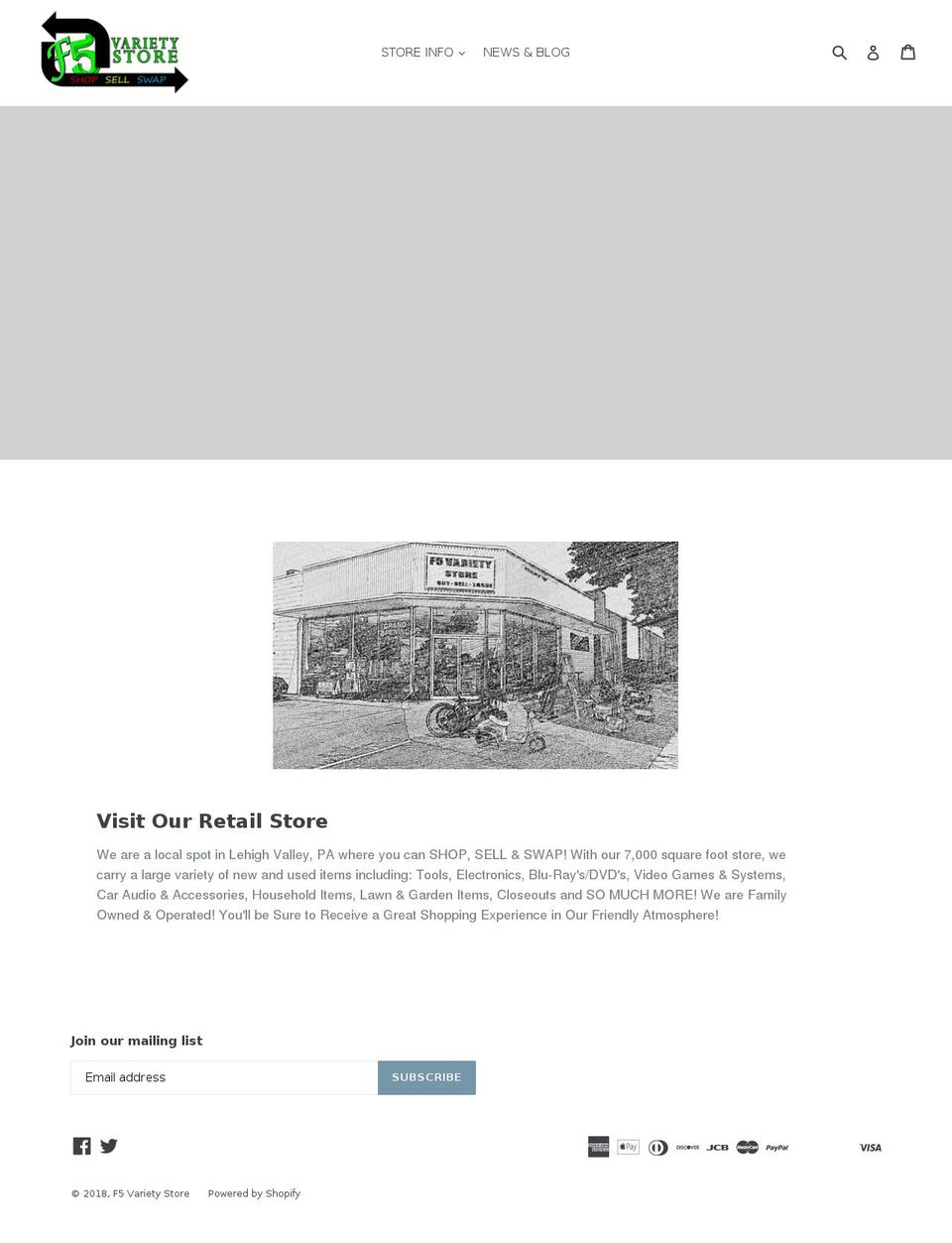 f5varietystore.com shopify website screenshot