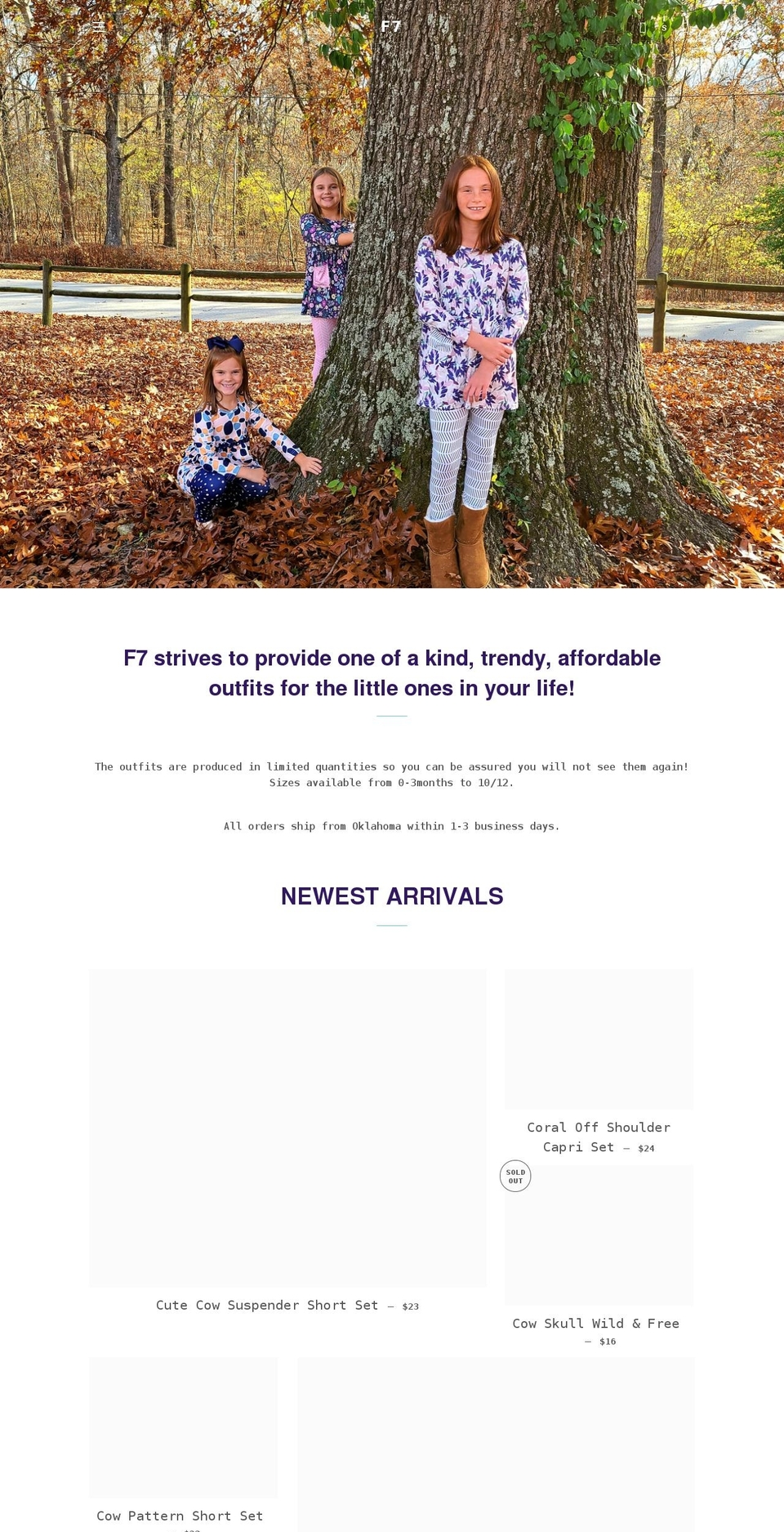 f7childrensboutique.com shopify website screenshot