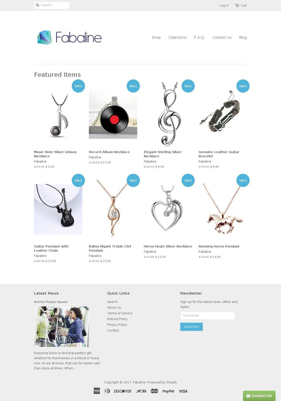 fabaline.com shopify website screenshot