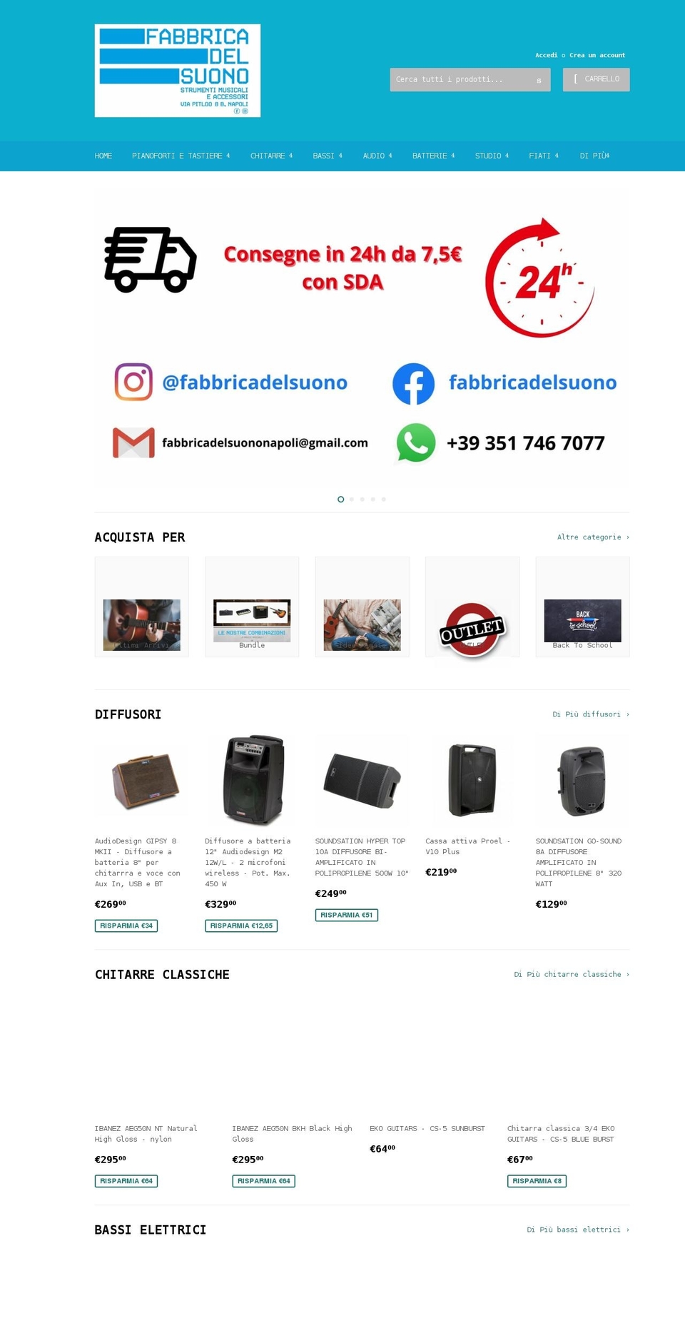 fabbricadelsuono.com shopify website screenshot