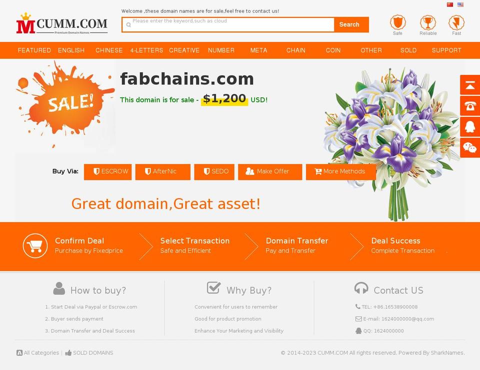 fabchains.com — Shopify storefront screenshot