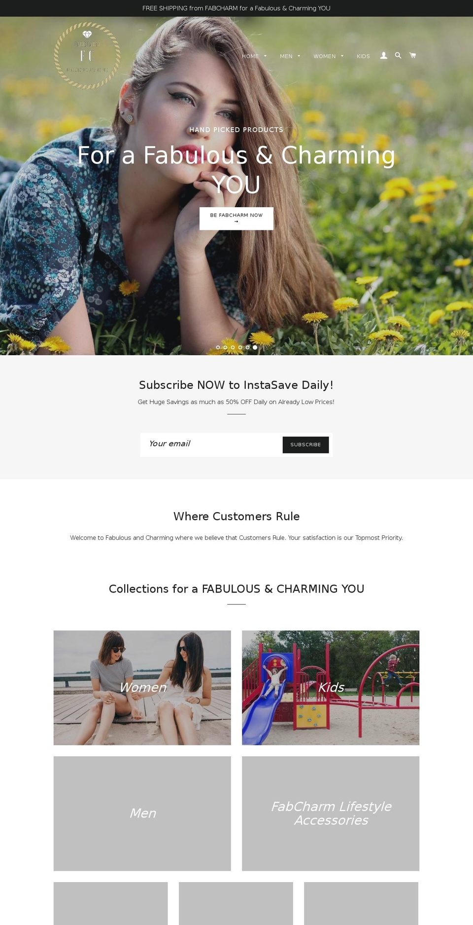 fabcharm.com shopify website screenshot