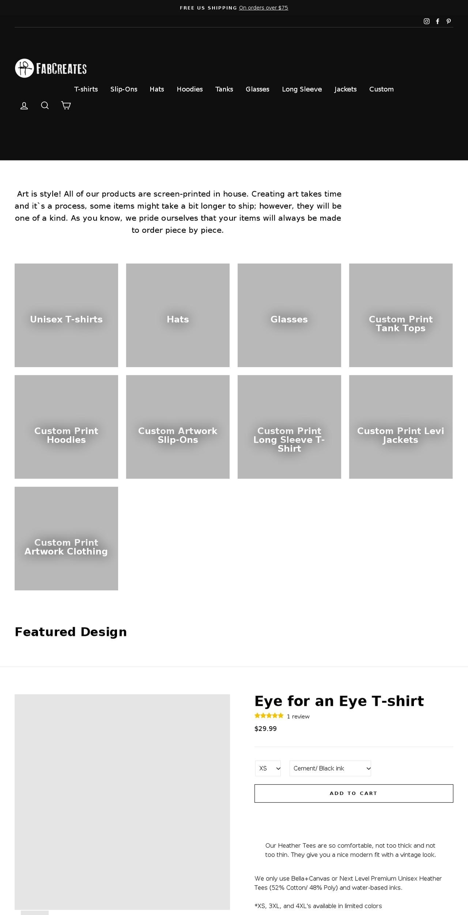fabcreates.com shopify website screenshot