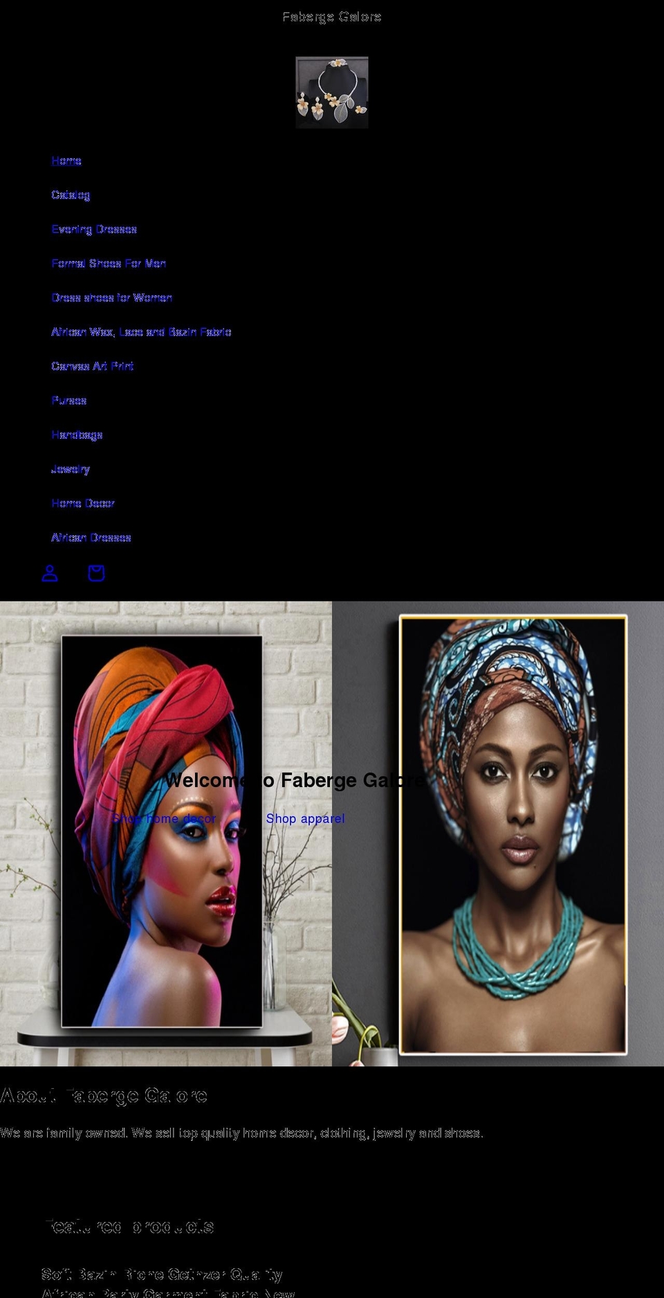 fabergegalore.com shopify website screenshot