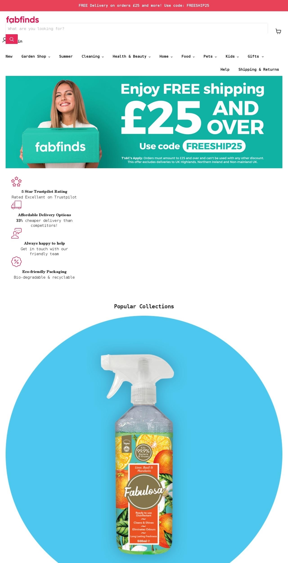 fabfinds.co.uk shopify website screenshot