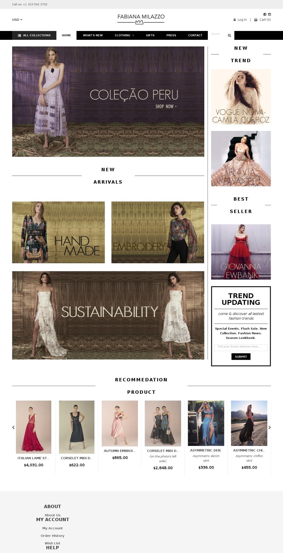 fabianamilazzo.com — Shopify storefront screenshot