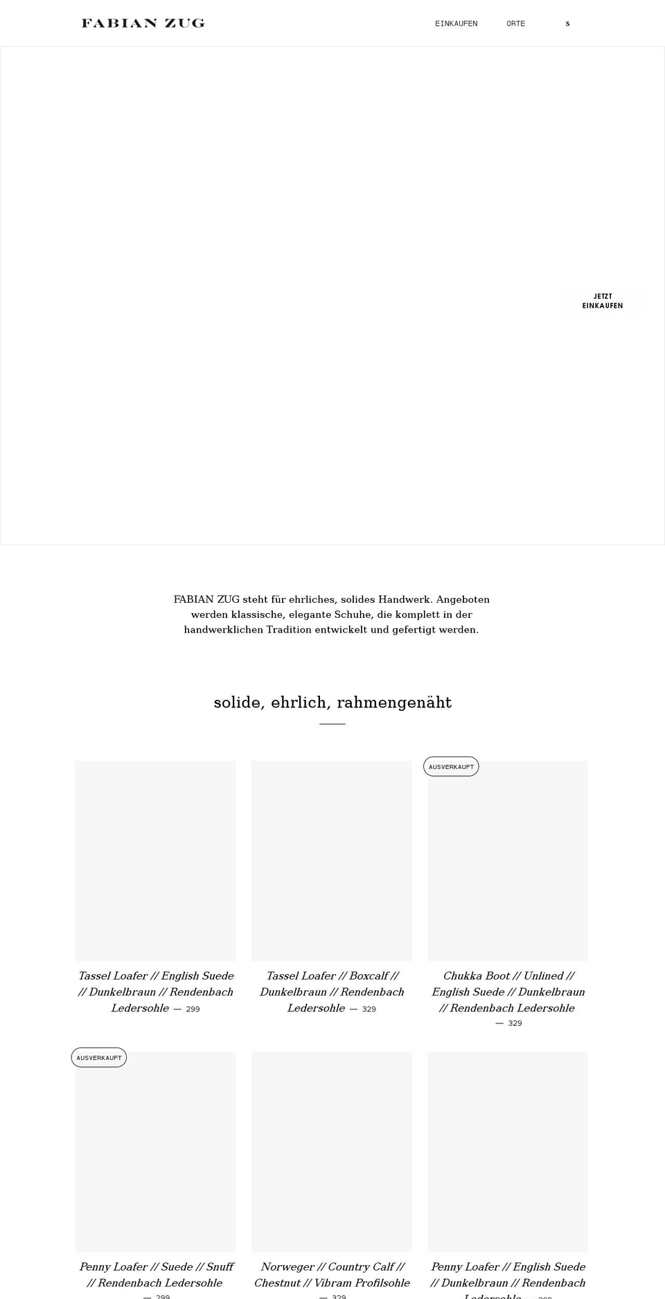 fabianzug.com shopify website screenshot