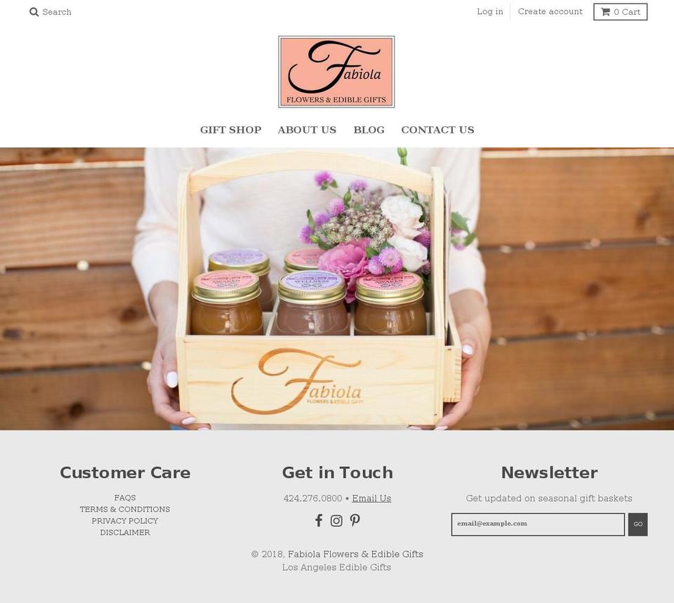 fabiolaflowers-ediblegifts.com — Shopify storefront screenshot