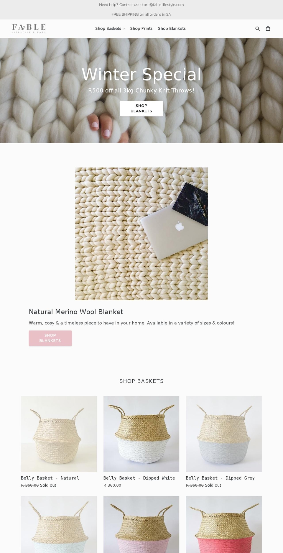 fablebabywear.com shopify website screenshot