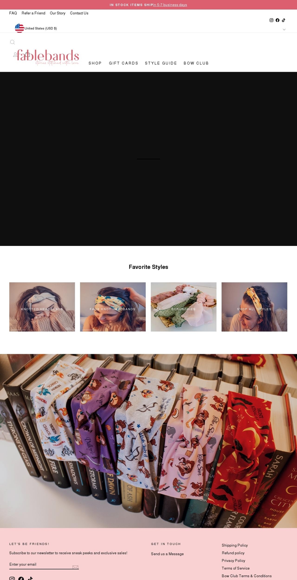 fablebands.com shopify website screenshot