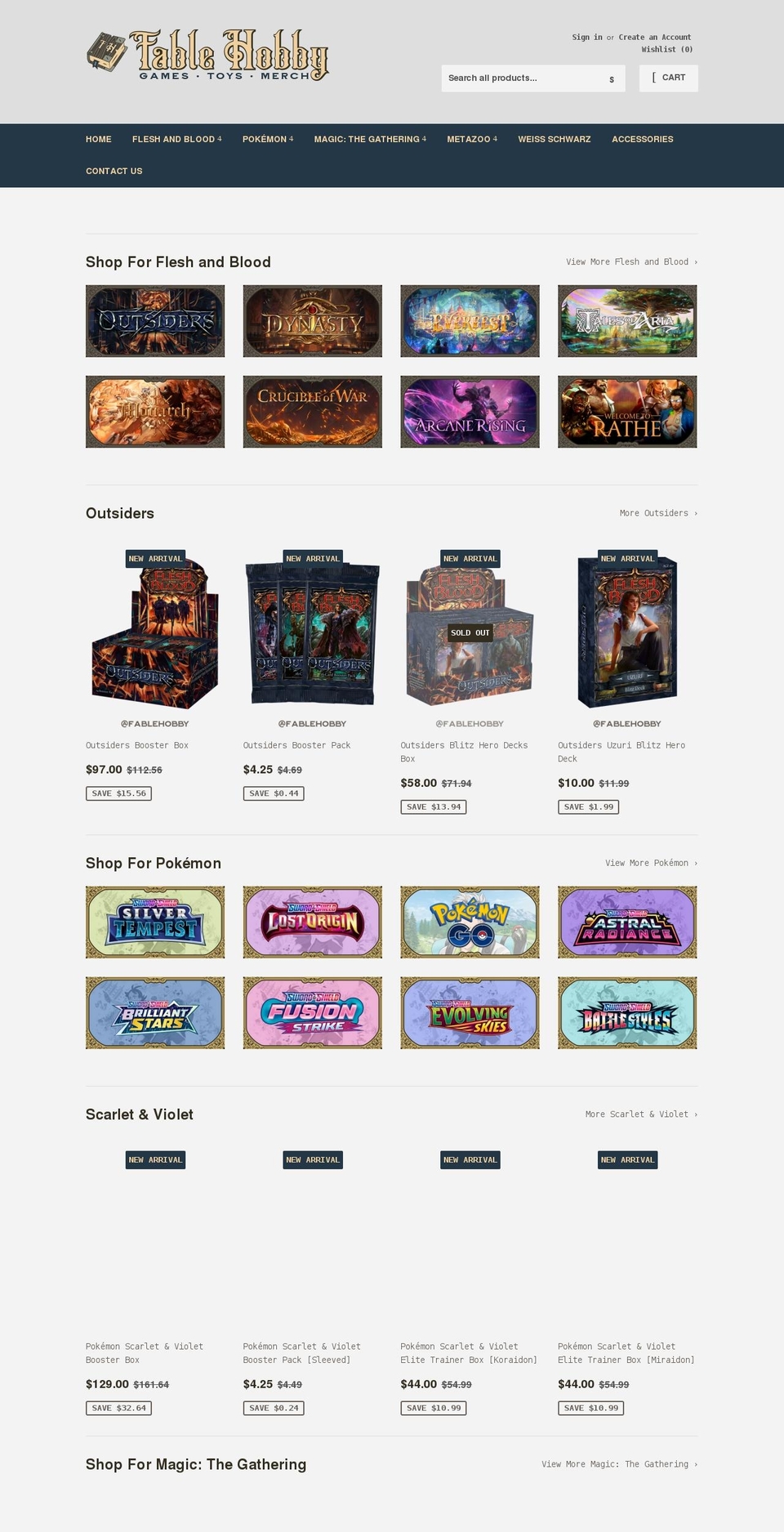 fablehobby.com shopify website screenshot