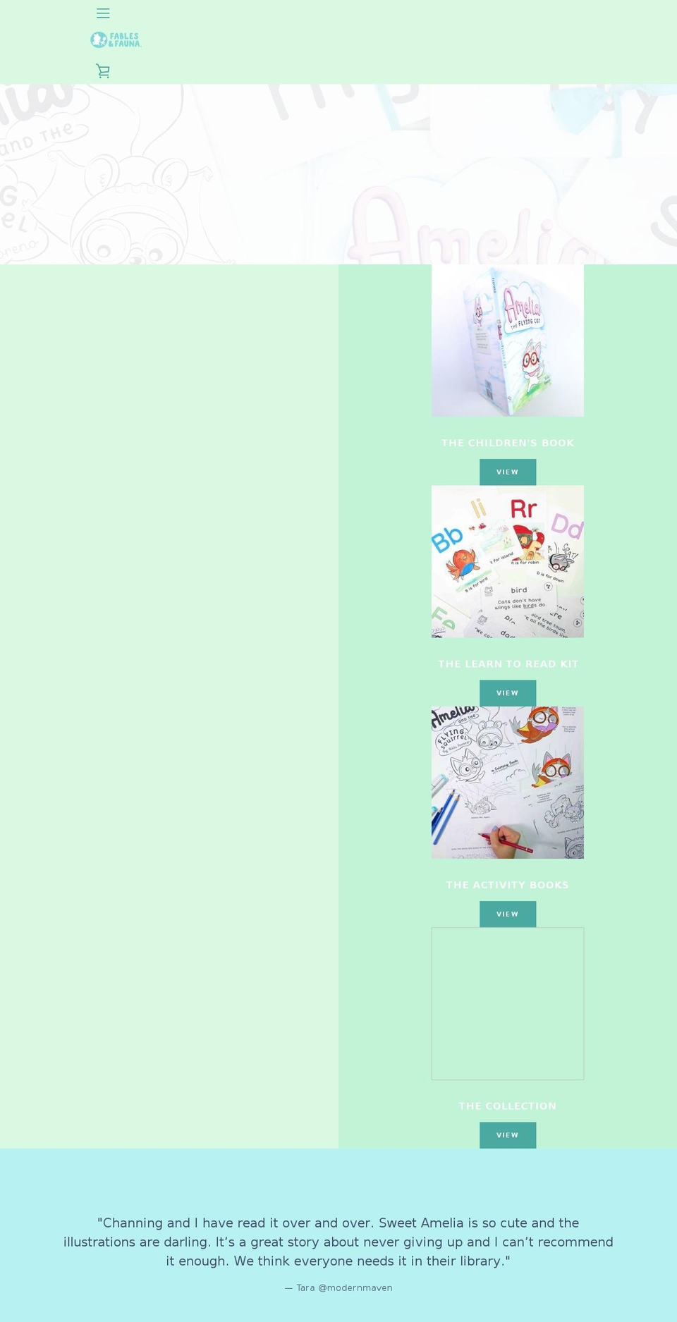 fablesandfauna.com — Shopify storefront screenshot