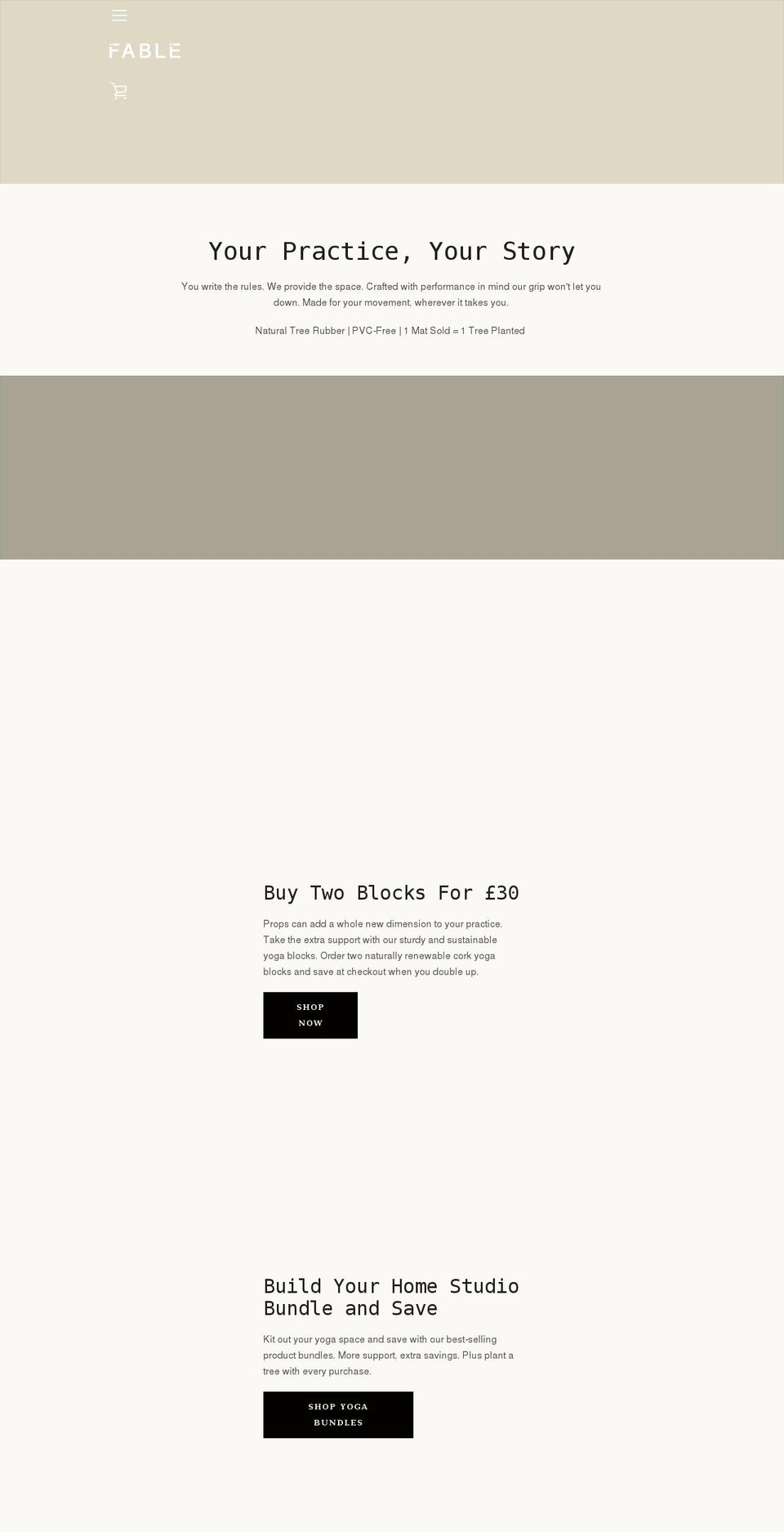 fableyoga.com shopify website screenshot