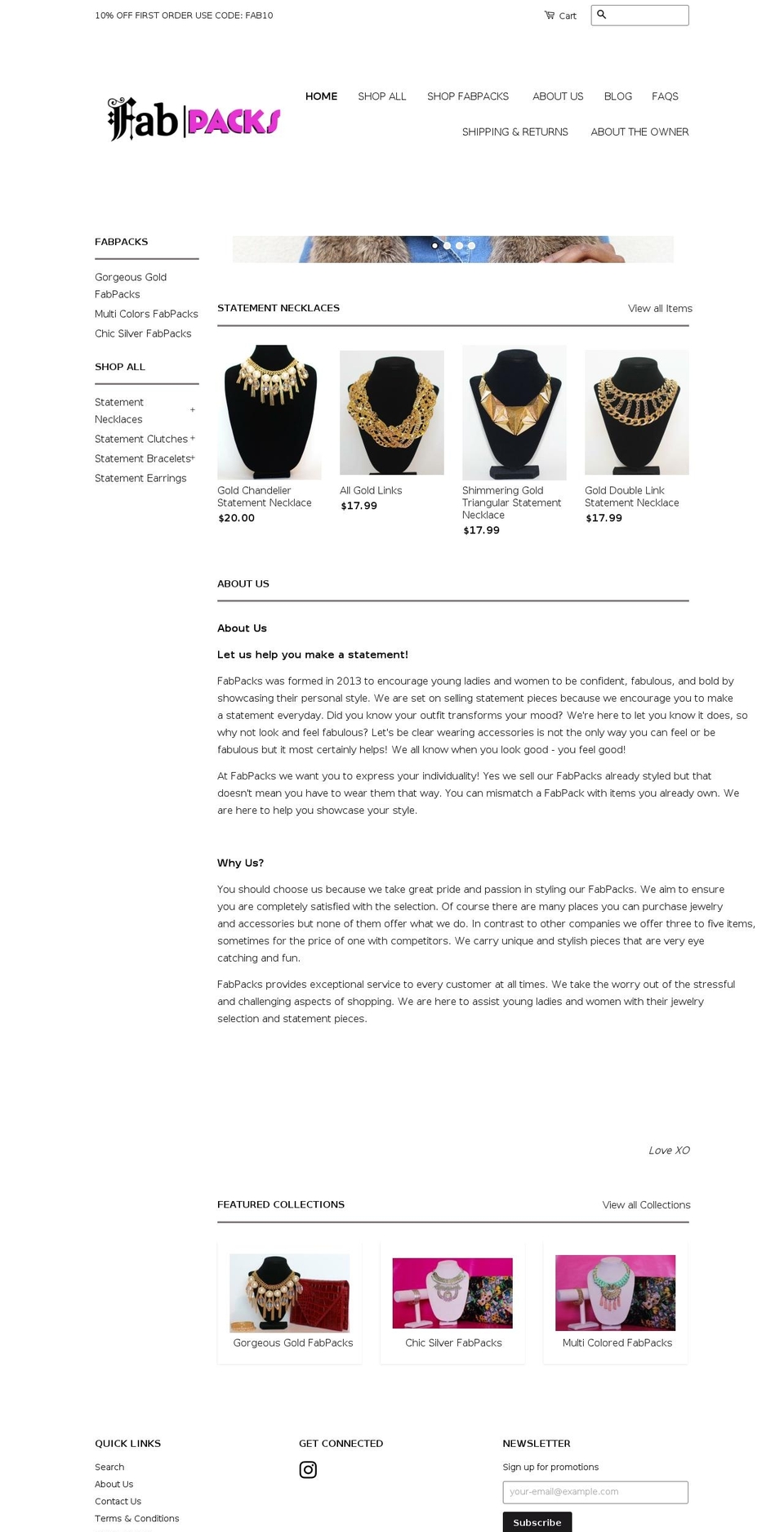 fabpacks.com shopify website screenshot