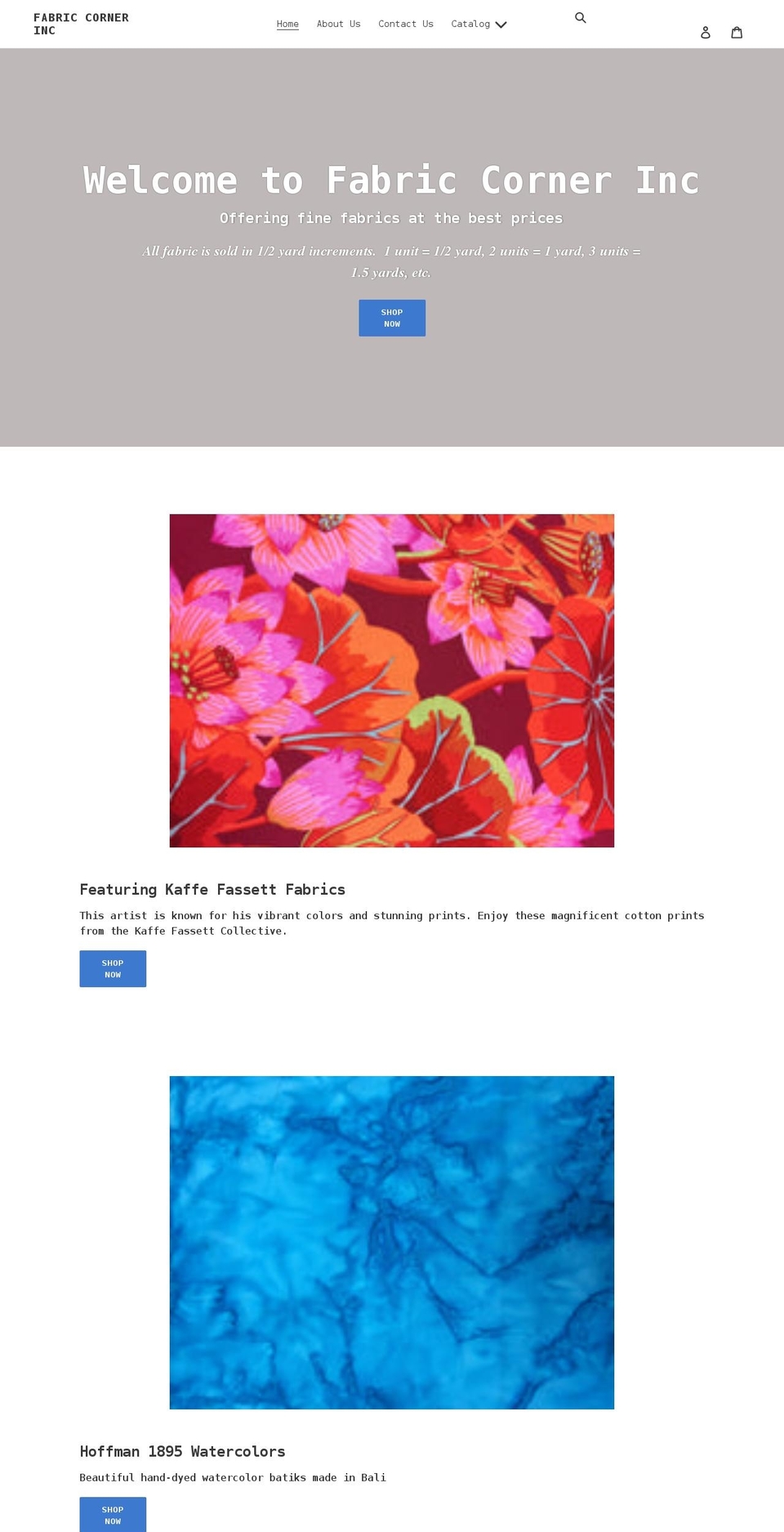 fabric-corner-inc.myshopify.com shopify website screenshot