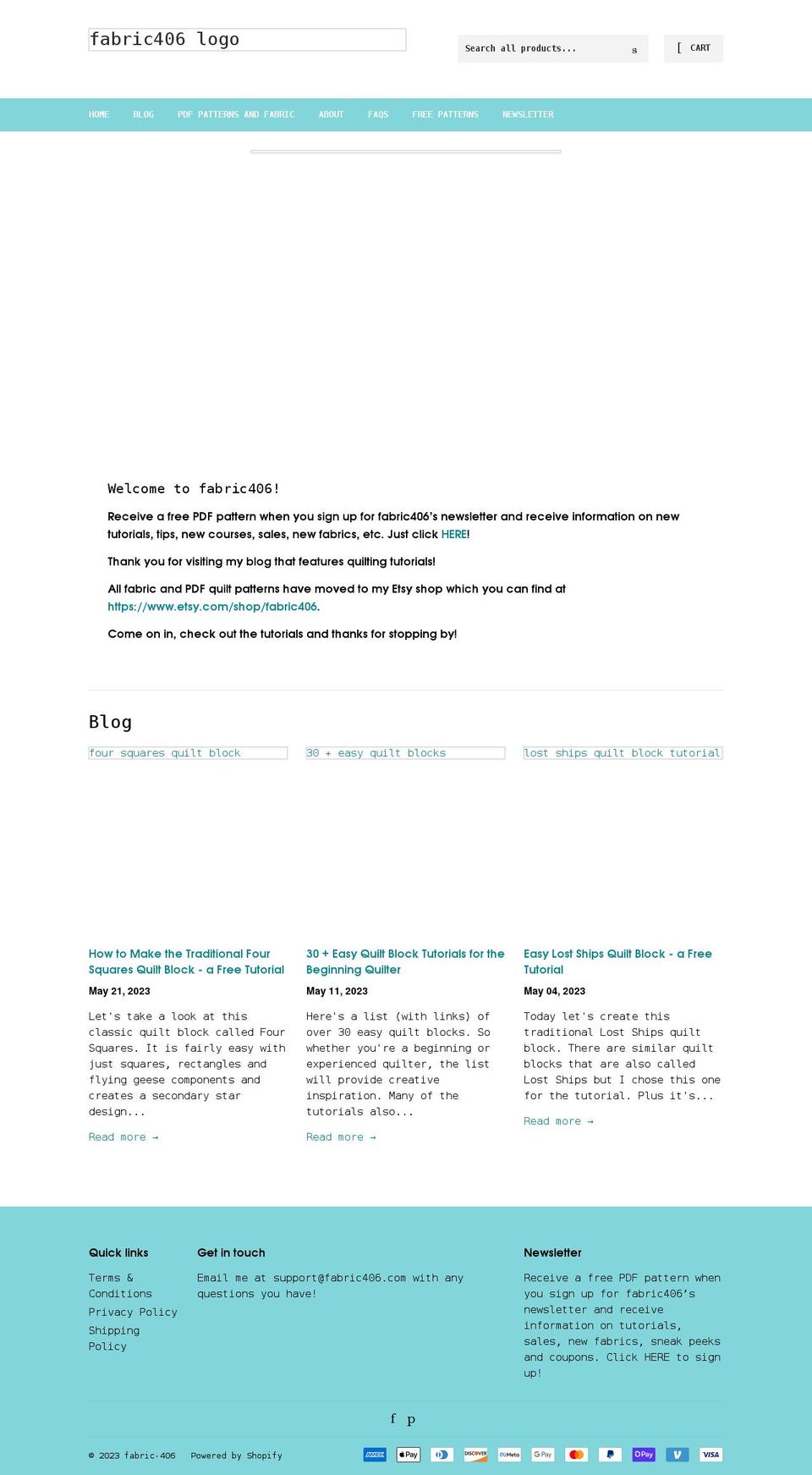 fabric406.com shopify website screenshot