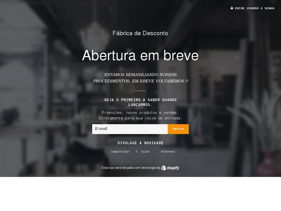 fabrica-de-desconto.myshopify.com shopify website screenshot