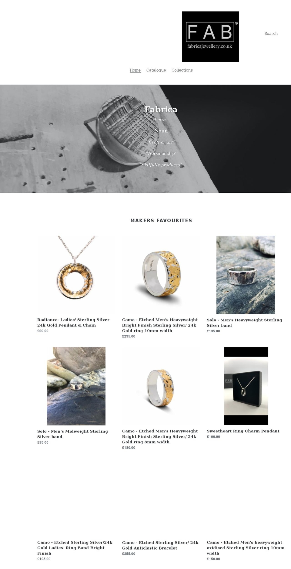 fabricajewellery.co.uk shopify website screenshot