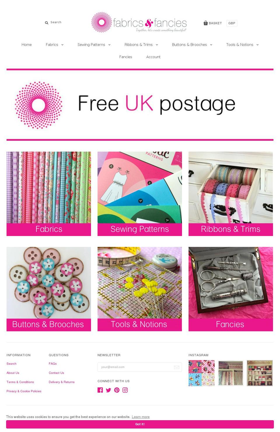 fabricandfancies.com shopify website screenshot