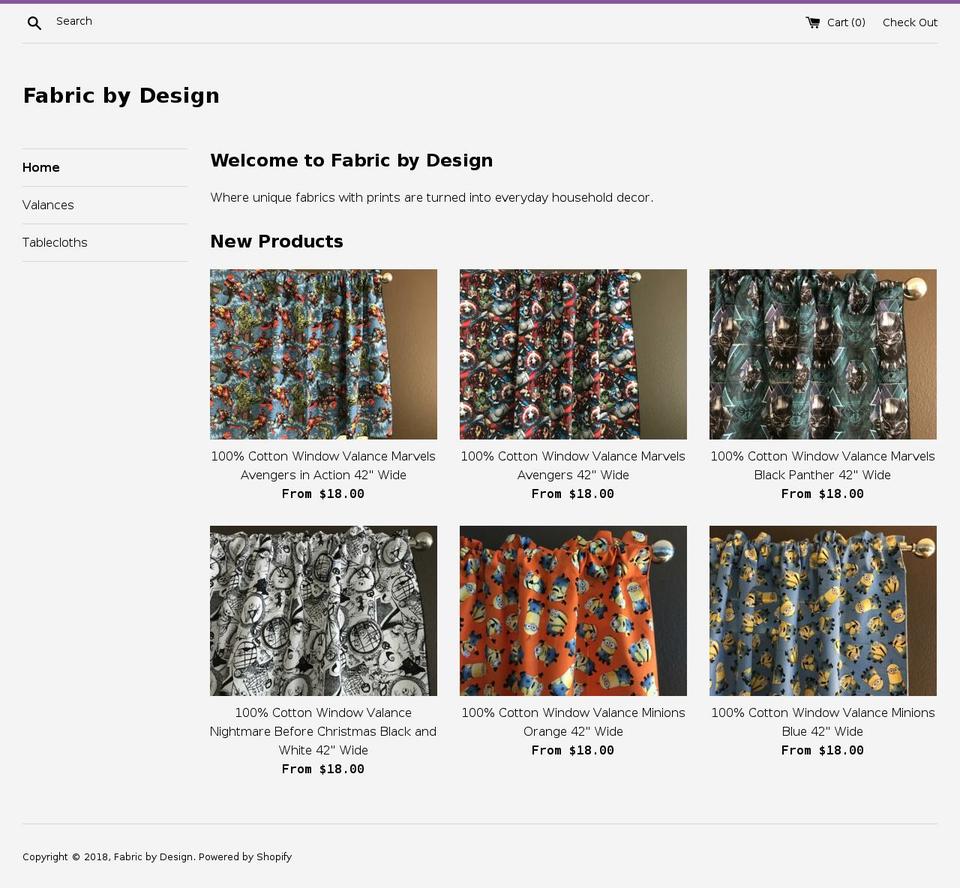 fabricbydesign.com — Shopify storefront screenshot