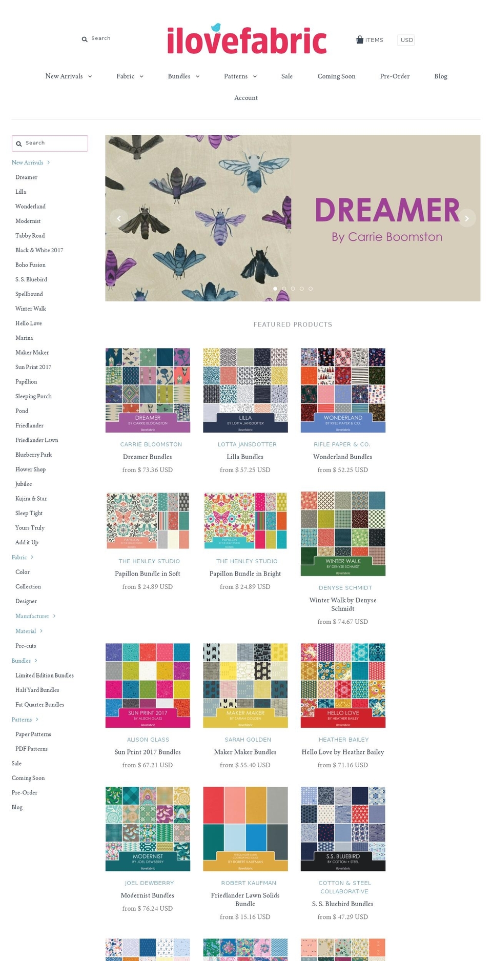 fabriccharmpacks.com shopify website screenshot
