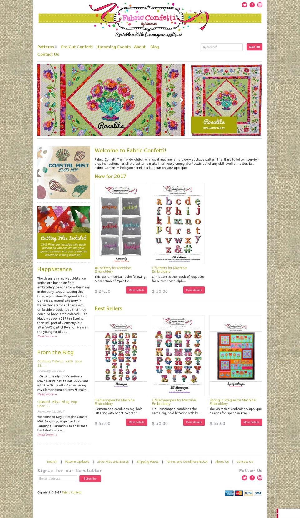 Expression Shopify theme site example fabricconfetti.com