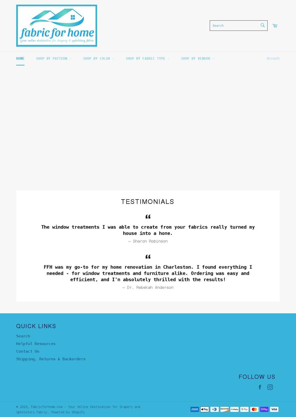 fabricforhome.com shopify website screenshot