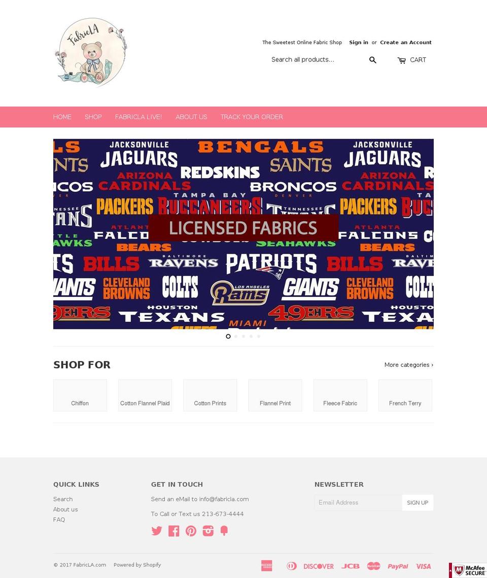 fabricla.com shopify website screenshot