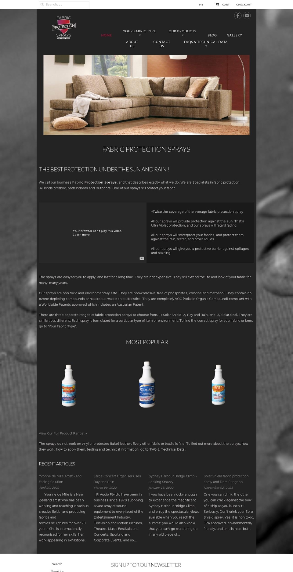 fabricprotectionsprays.com.au shopify website screenshot