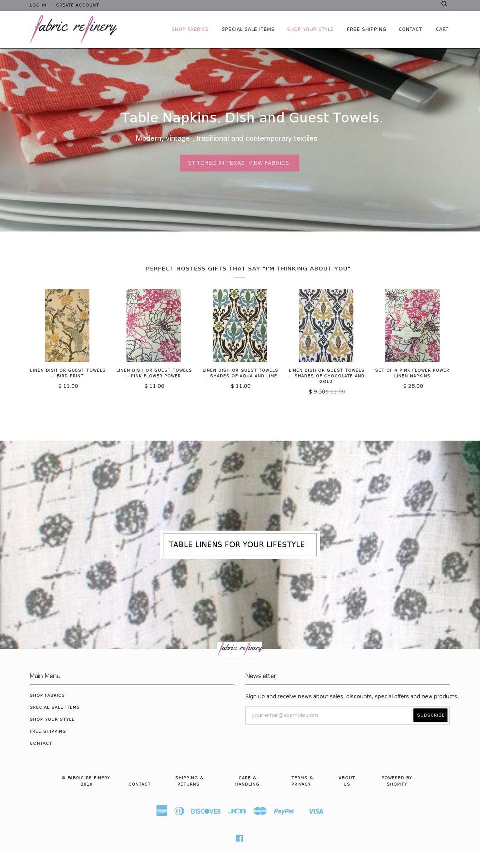 fabricre-finery.com — Shopify storefront screenshot