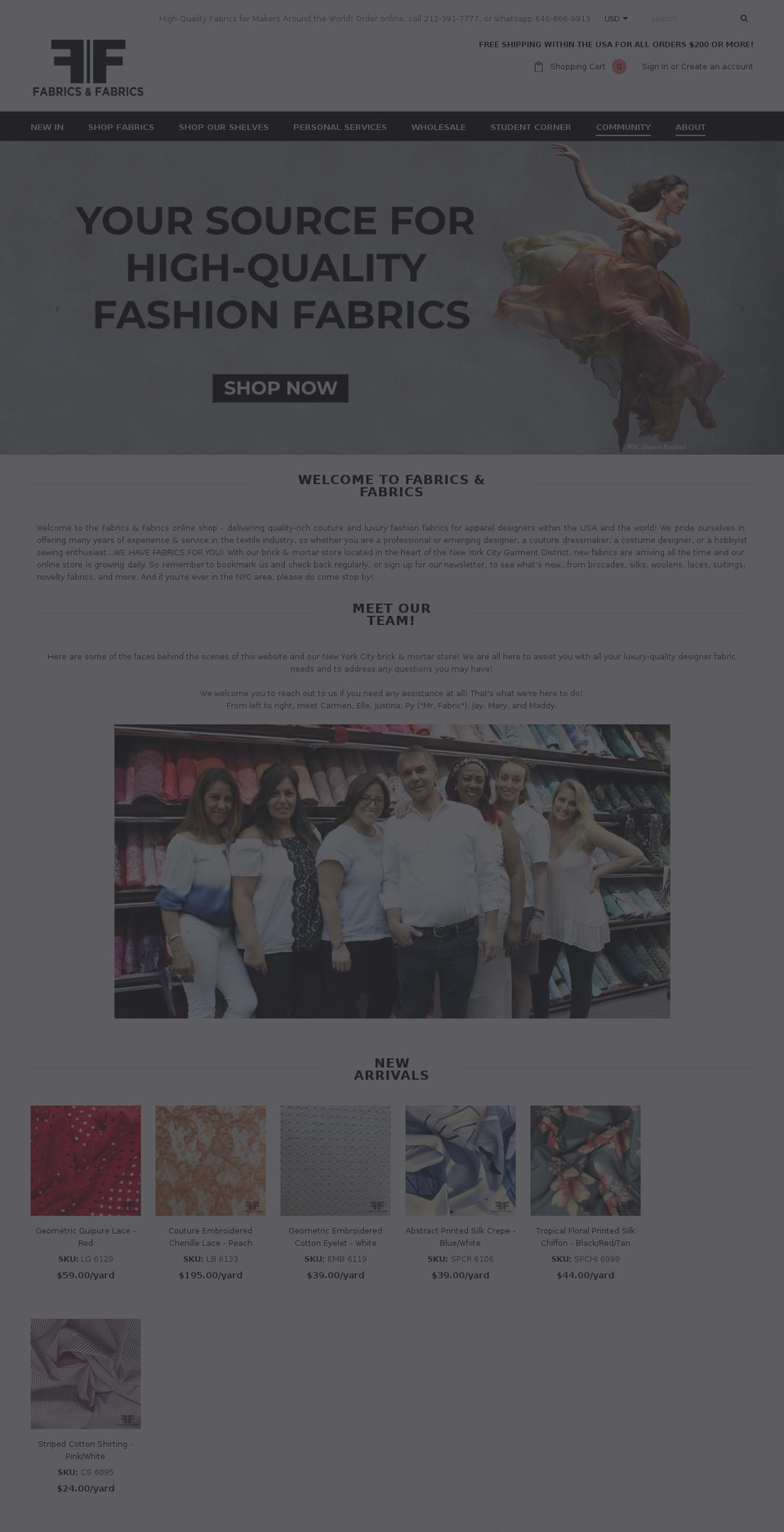 fabrics-fabrics.com — Shopify storefront screenshot