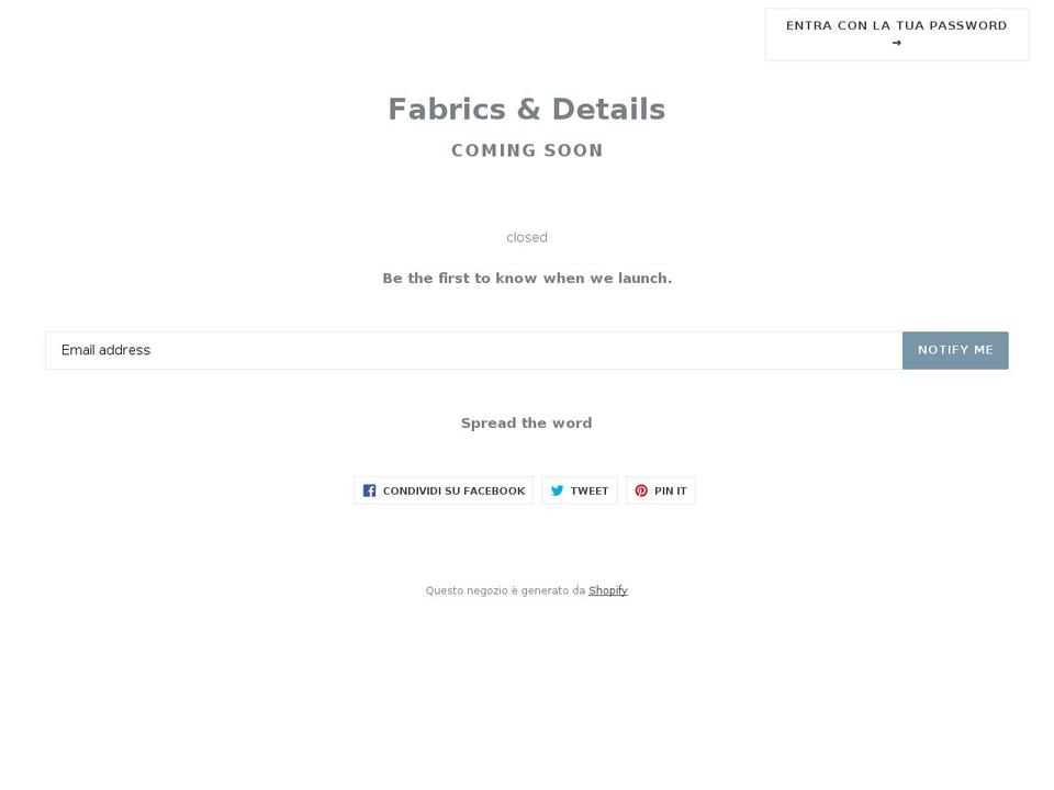 fabricsanddetails.com shopify website screenshot