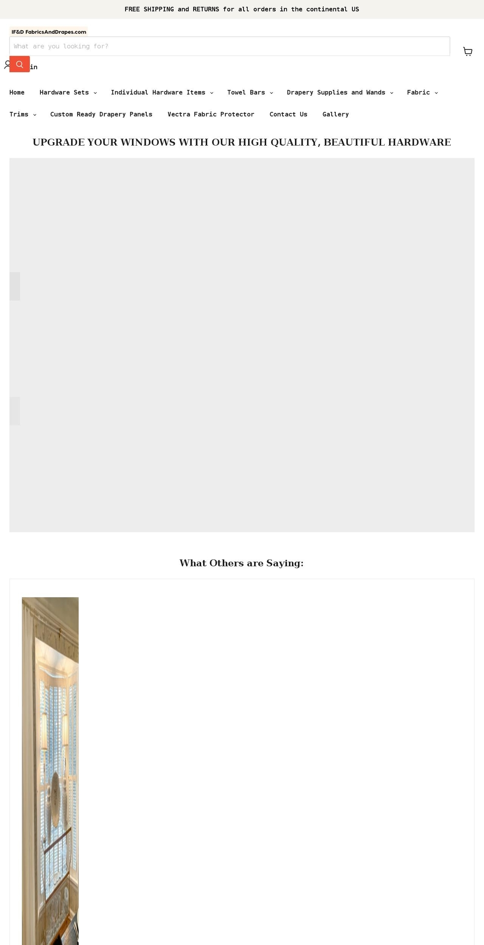 fabricsanddrapes.com shopify website screenshot