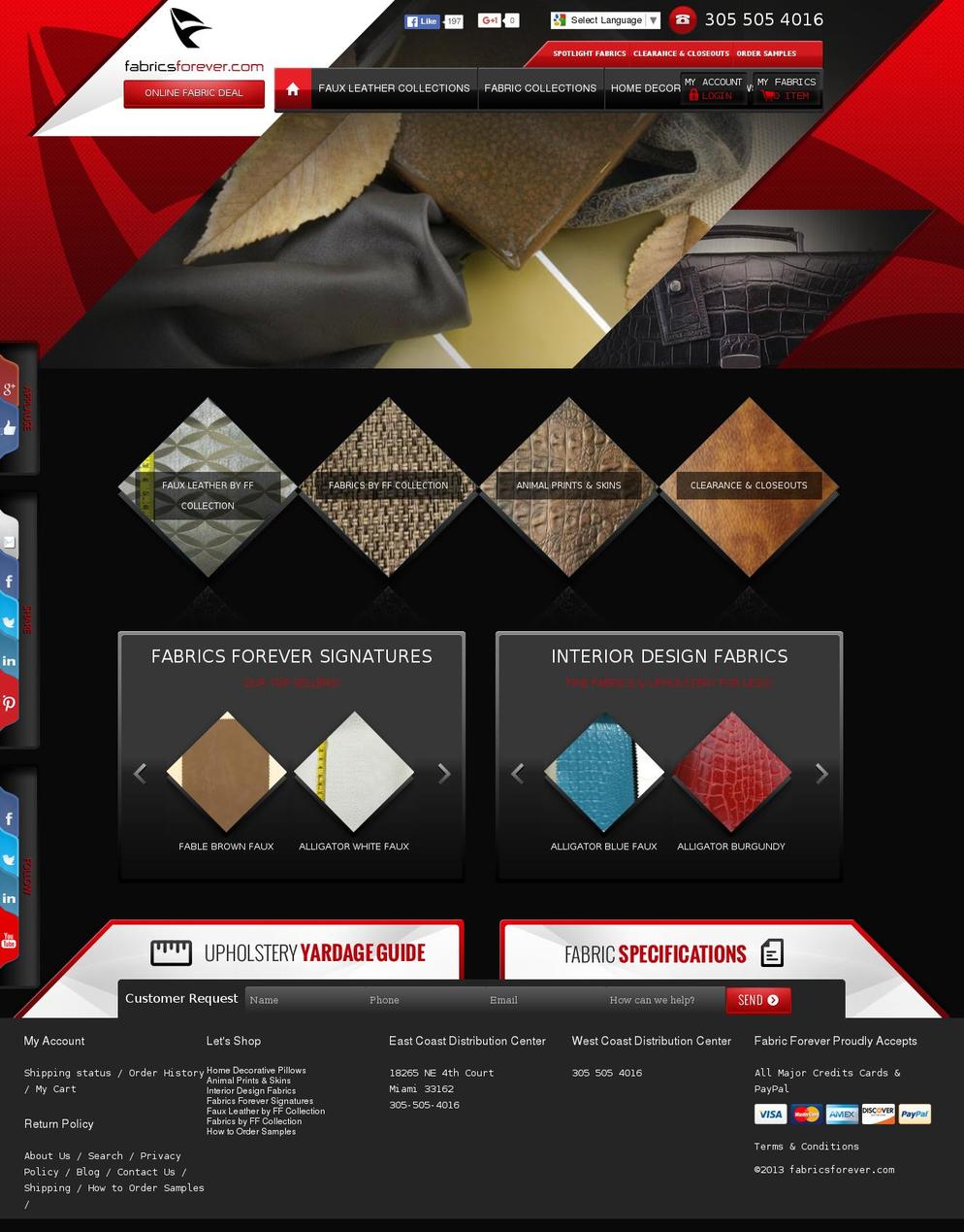 fabricsforeverforless.com shopify website screenshot