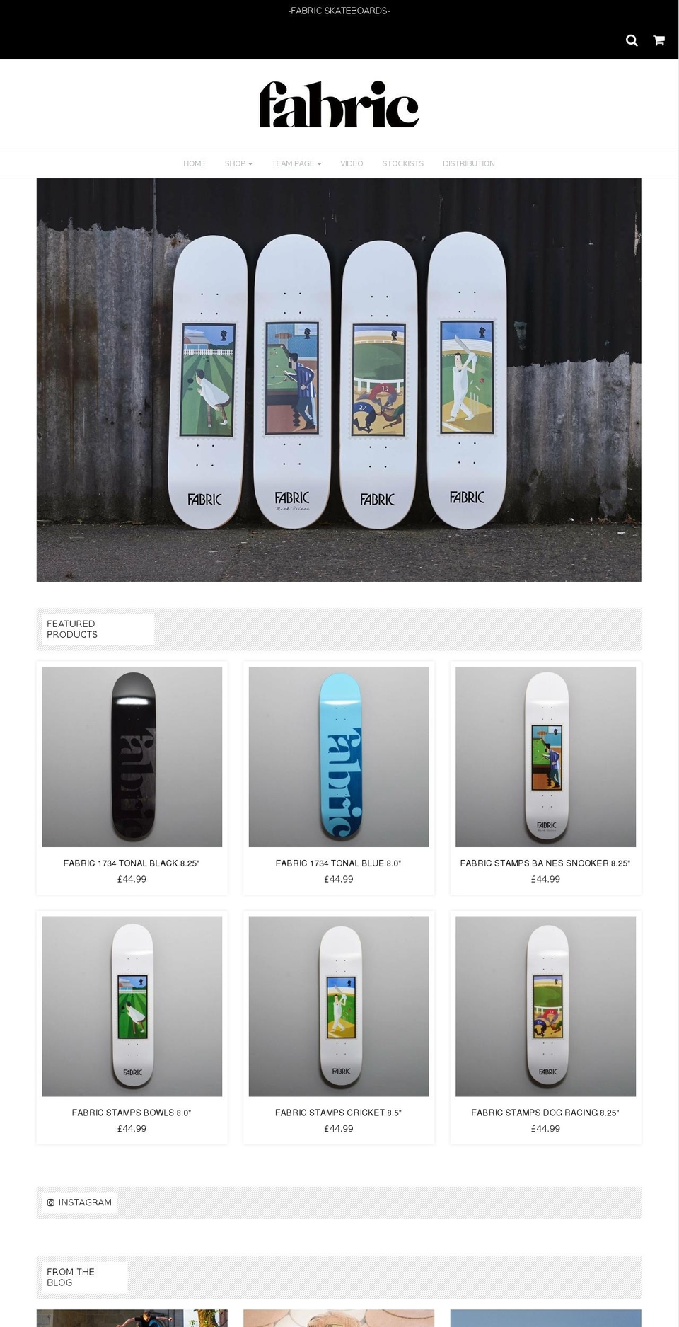 fabricskateboards.com shopify website screenshot