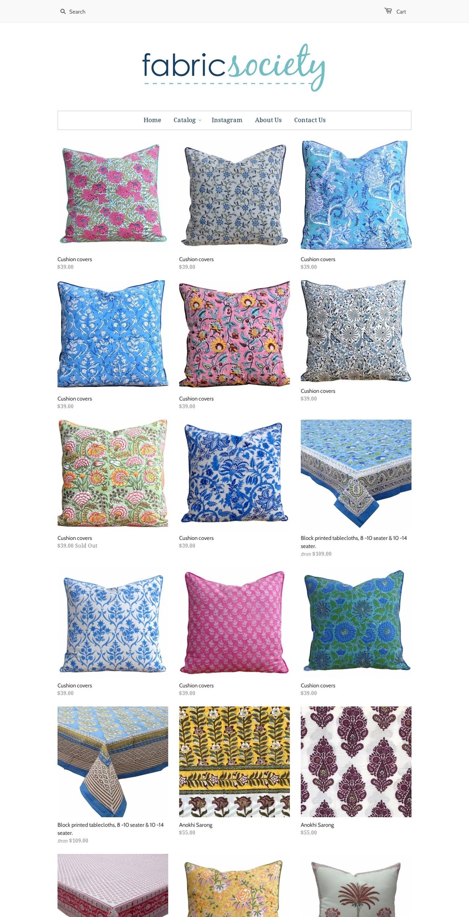 fabricsociety.com.au shopify website screenshot