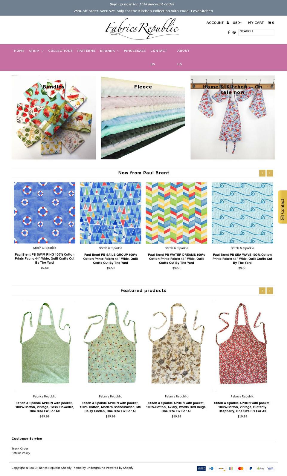 fabricsrepublic.com — Shopify storefront screenshot