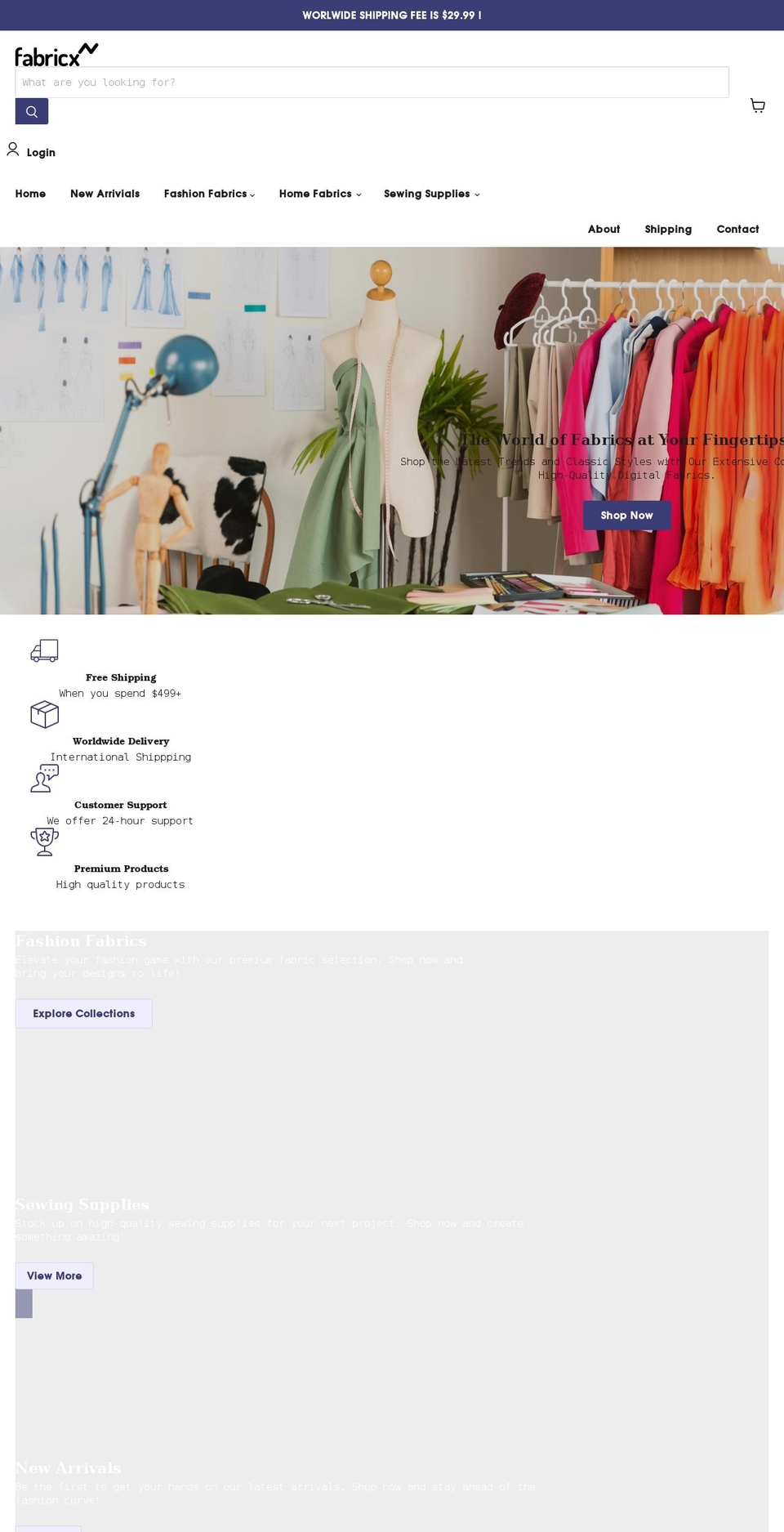 fabricx.com shopify website screenshot