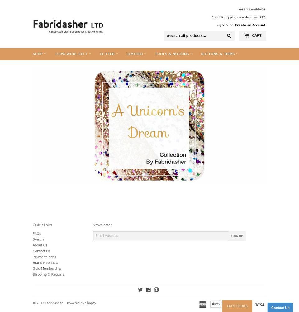 fabridasher.com shopify website screenshot