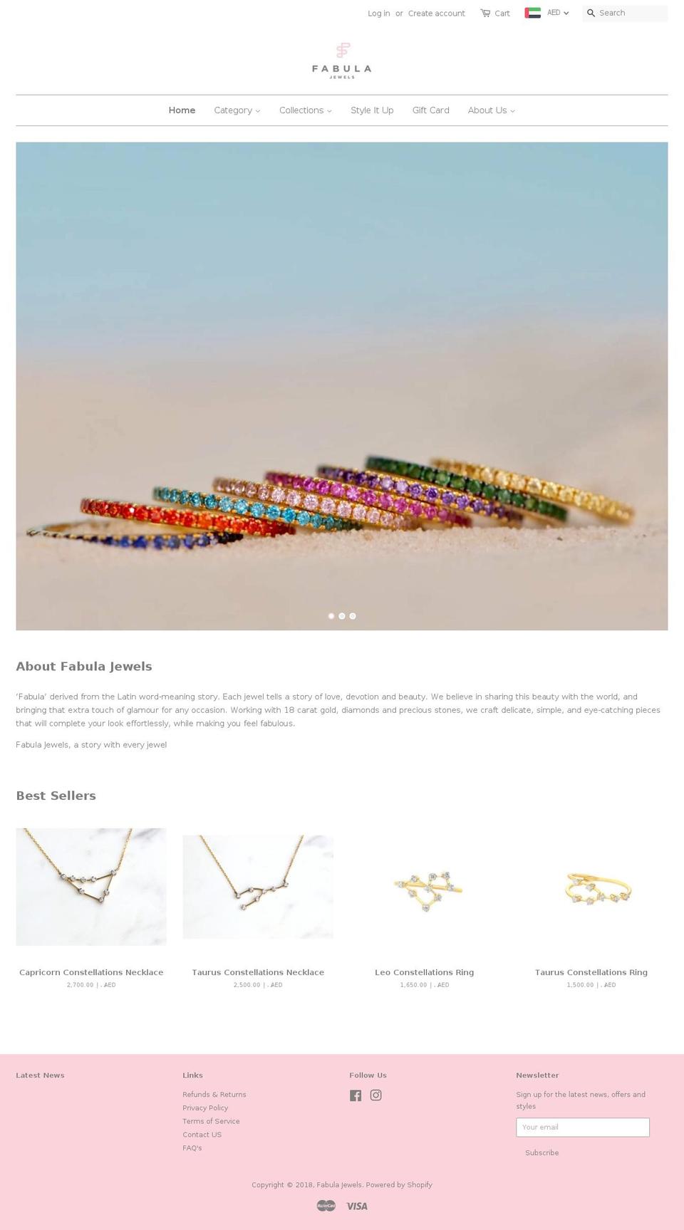 fabulajewels.com shopify website screenshot