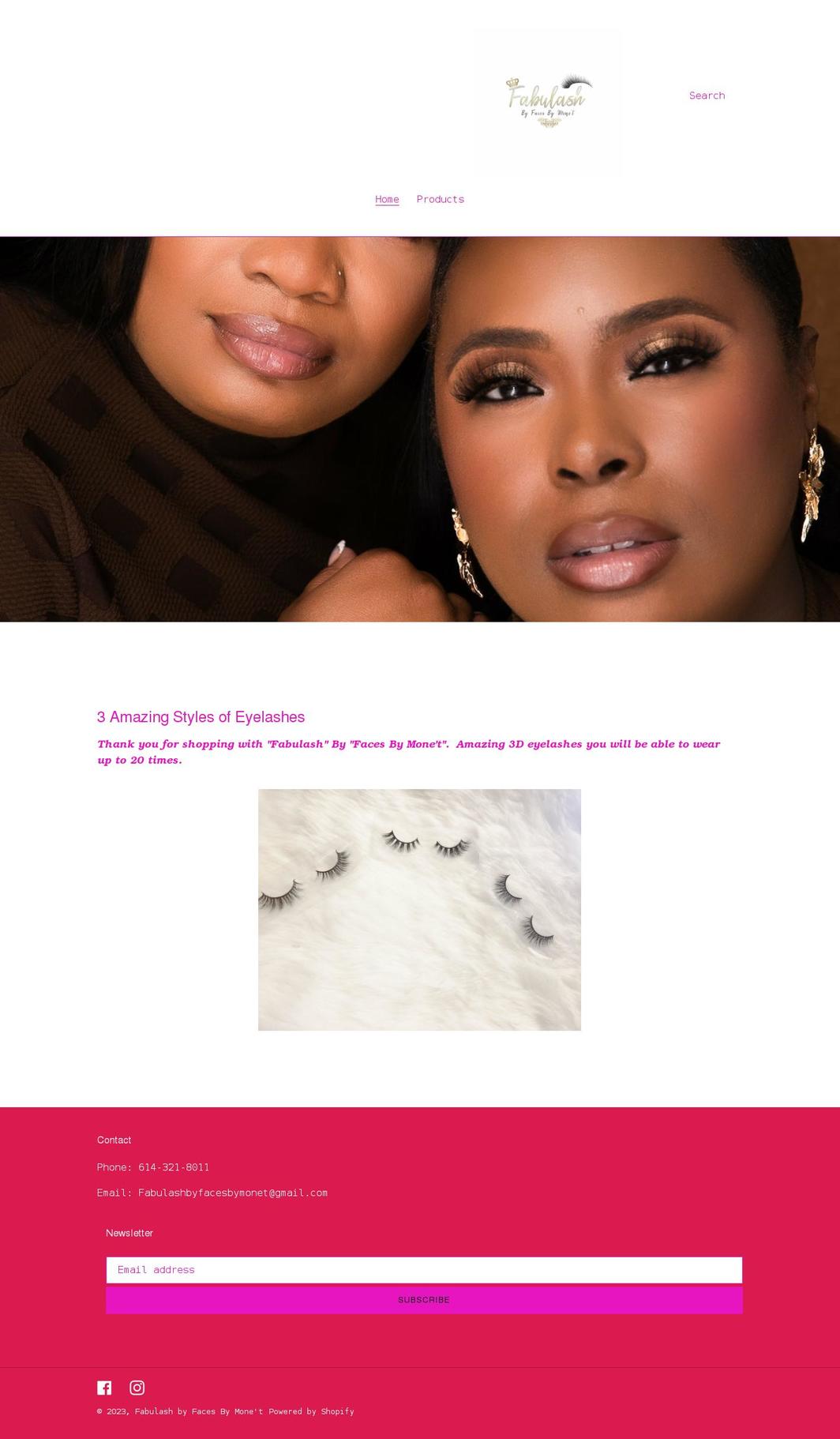 fabulashbyfacesbymonet.com shopify website screenshot
