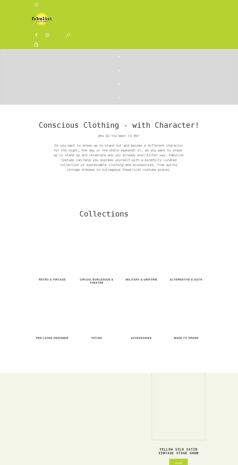 fabulistcostume.com shopify website screenshot
