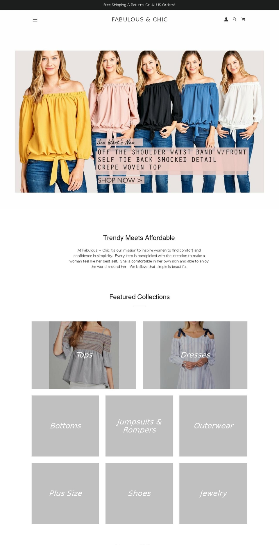 fabulousandchic.com — Shopify storefront screenshot